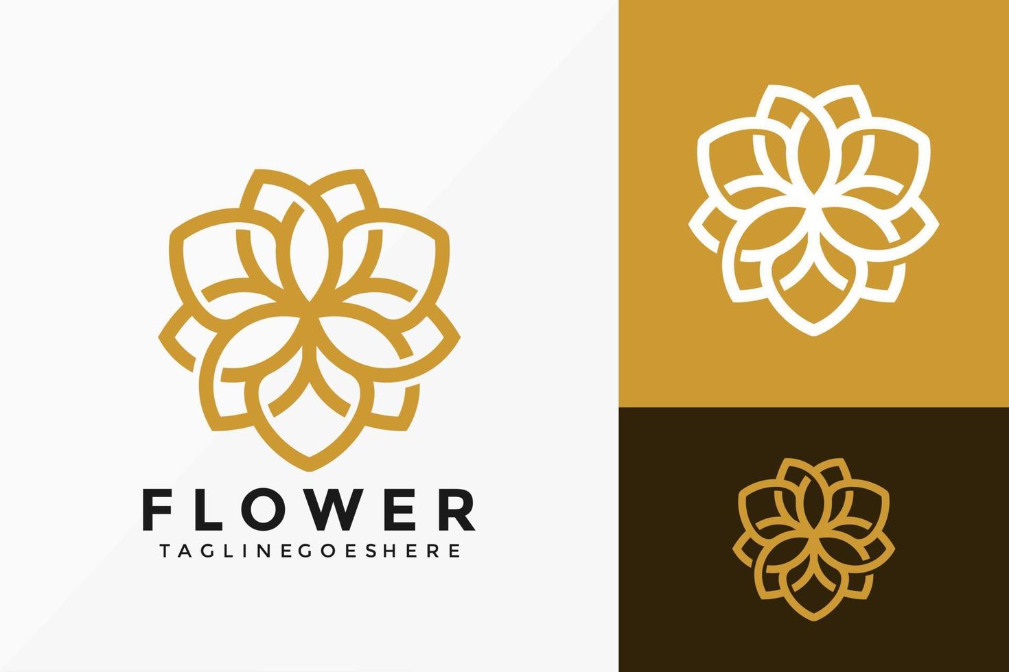 Diseño de vector de logotipo de loto de flor de arte de línea de lujo. emblema abstracto, concepto de diseños, logotipos, elemento de logotipo para plantilla.