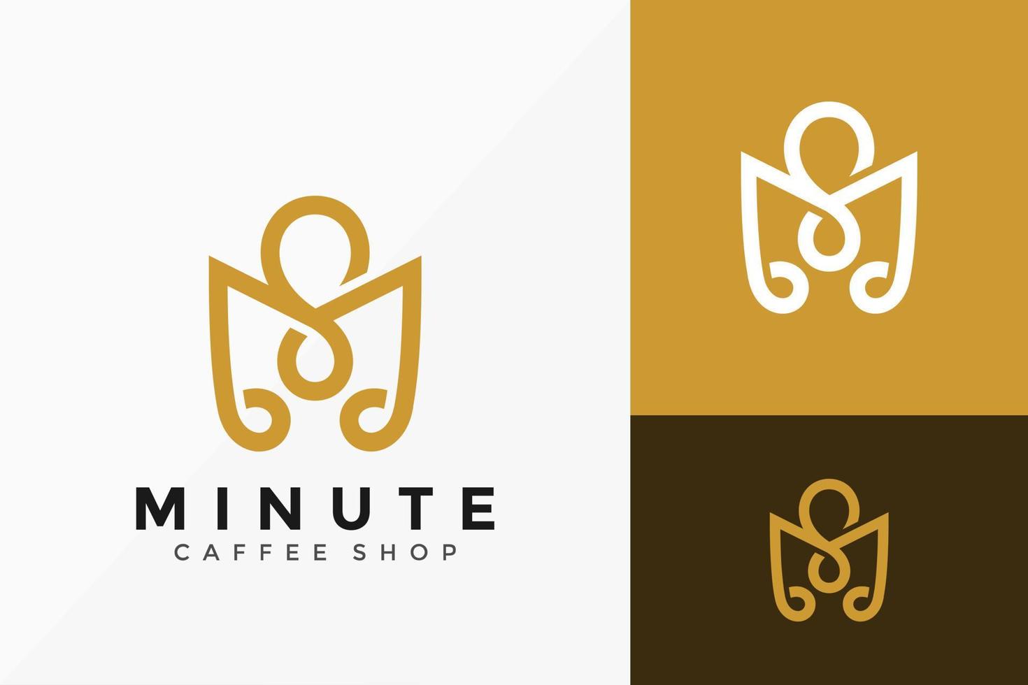 M Letter Minute Coffee shop Logo Vector Design. Abstract emblem, designs concept, logos, logotype element for template.