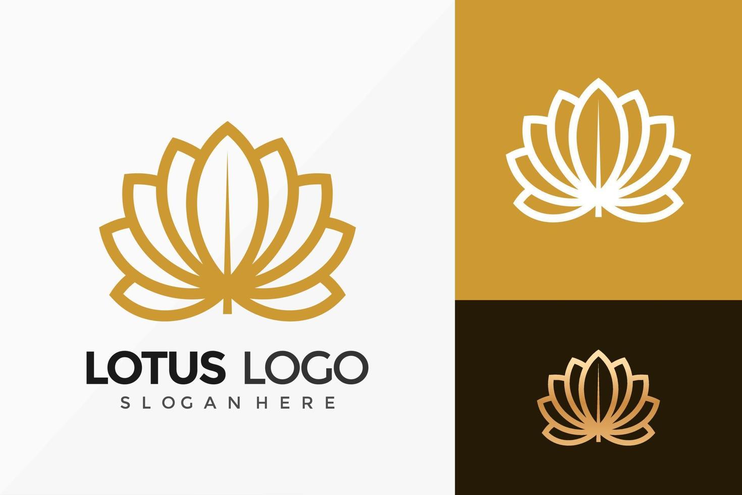 Gold Lotus Logo Vector Design. Abstract emblem, designs concept, logos, logotype element for template.
