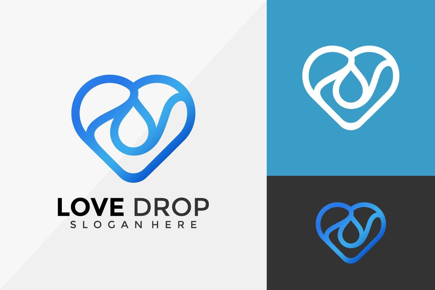 Love Water Drop Logo Design, Modern Logo Designs Vector Illustration Template