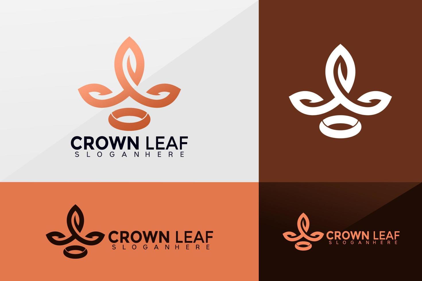 Crown Leaf logo vector, Minimaliset Elegant Luxury logo design, modern logo, Logo Designs Vector Illustration Template