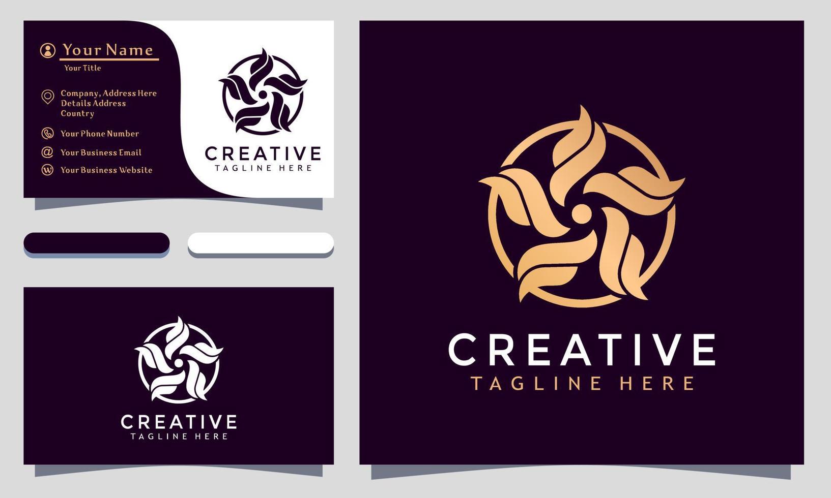 Modern Elegant Star Flower Logo Design and template. Gold creative Flower Cosmetic Logos icon vector business card