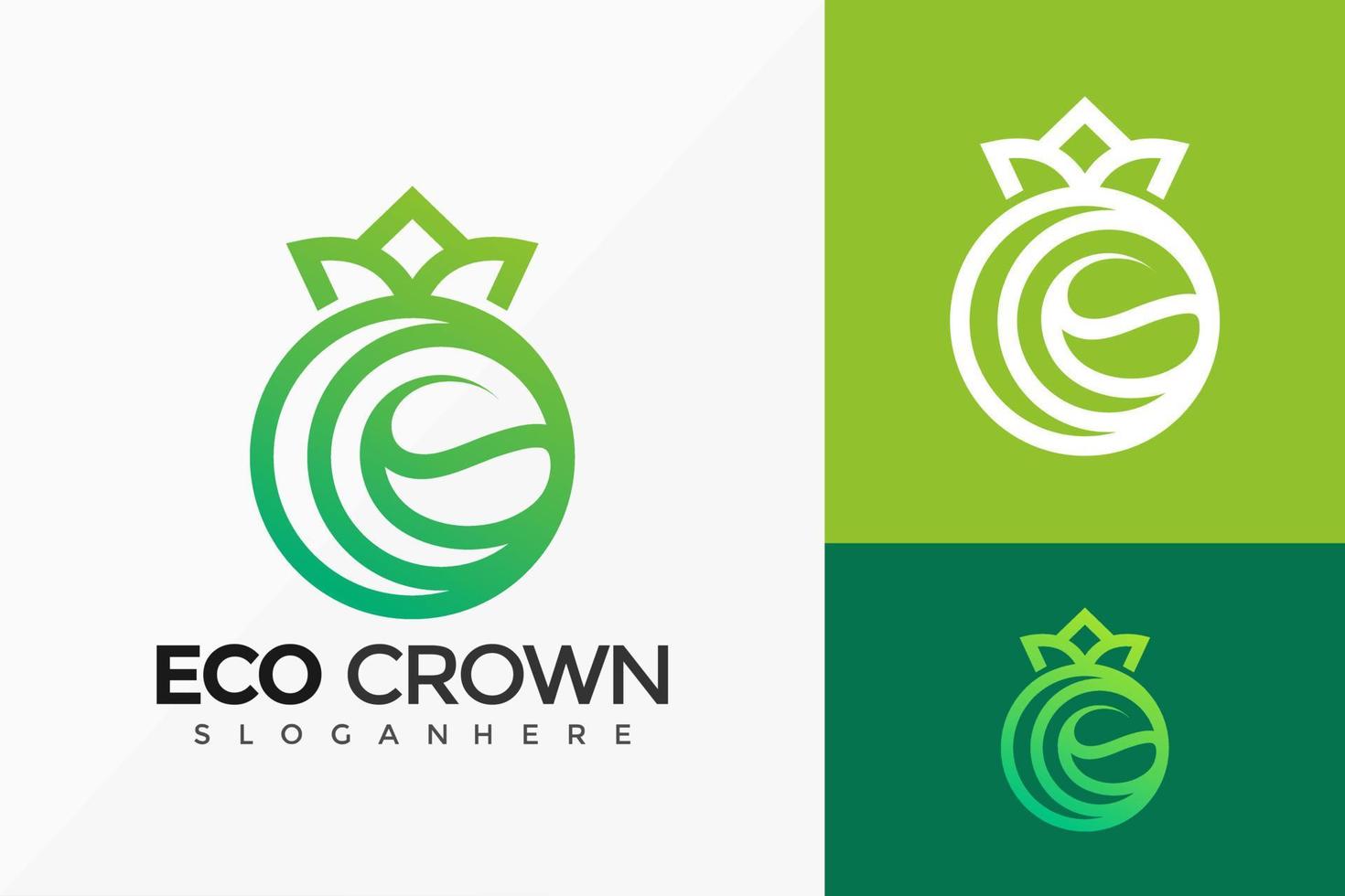 Nature Eco Crown Logo Vector Design. Abstract emblem, designs concept, logos, logotype element for template.
