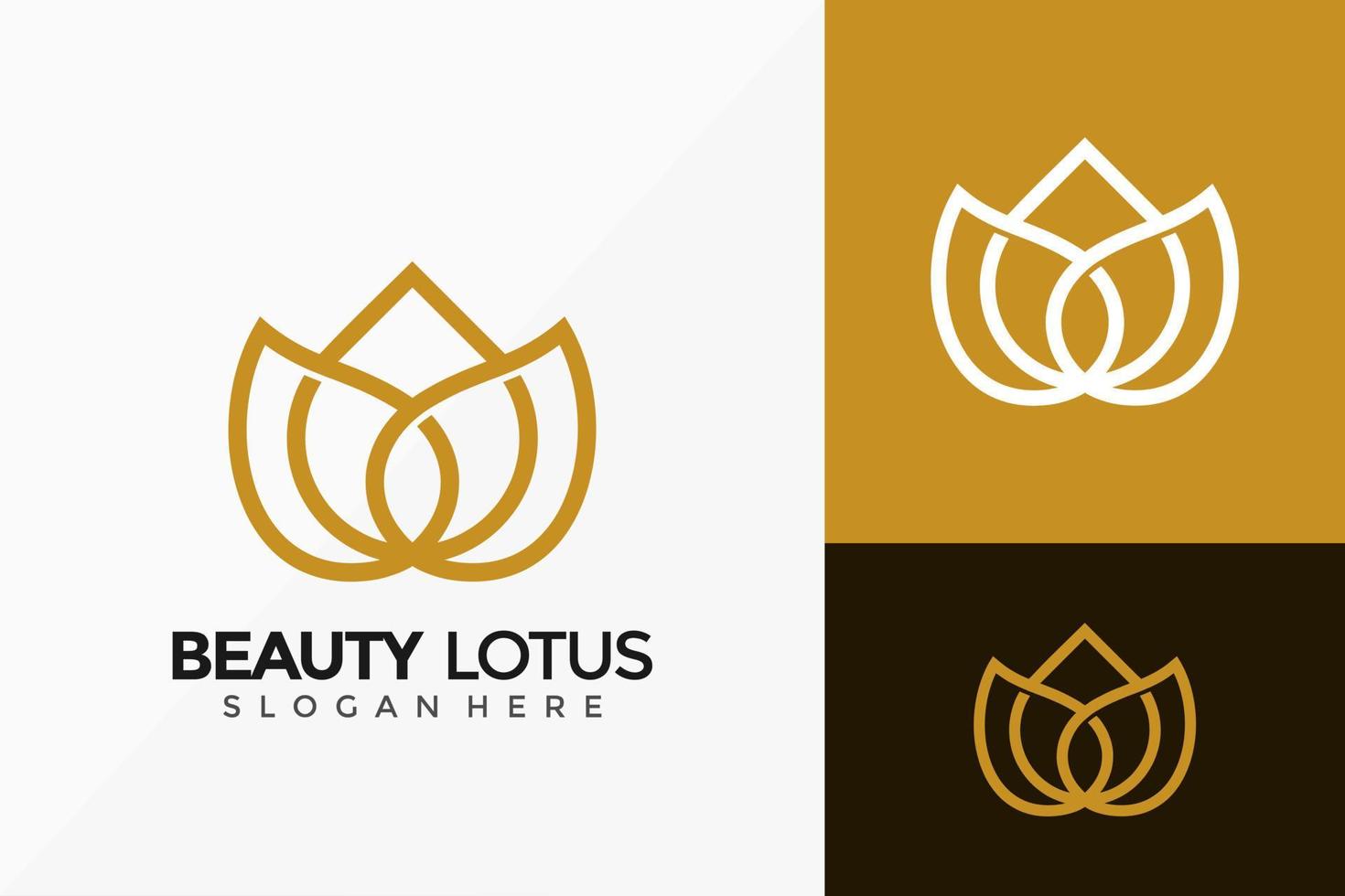 diseño de logotipo creativo de flor de loto de belleza. Plantilla de ilustración de vector de diseños de logotipos de idea moderna