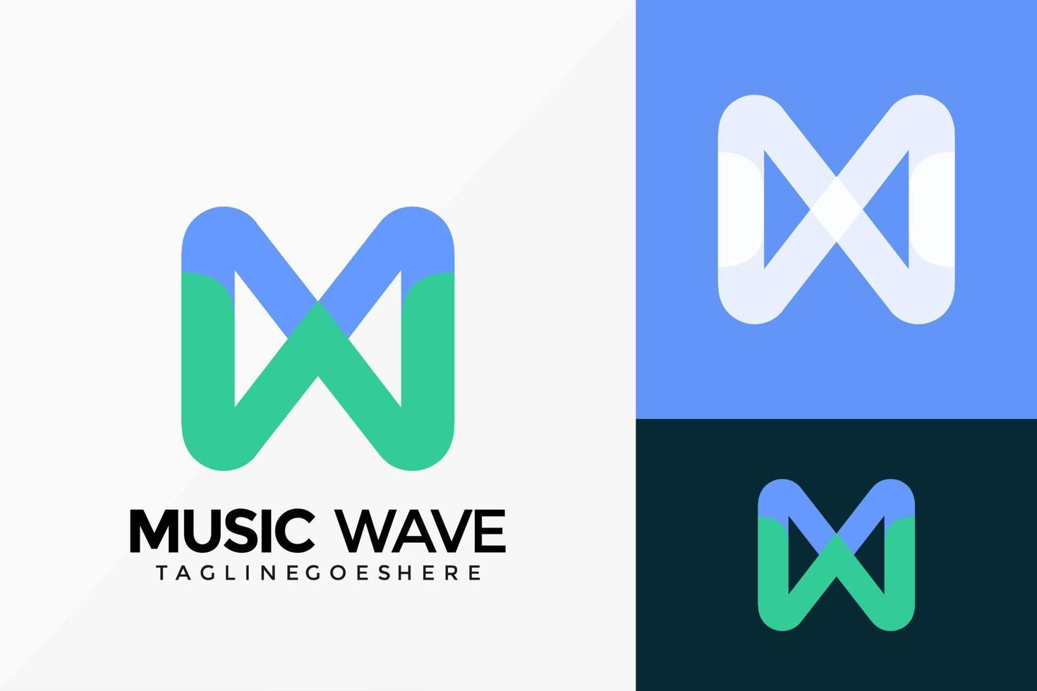 Letter MW Music Wave Business Logo Vector Design. Abstract emblem, designs concept, logos, logotype element for template.