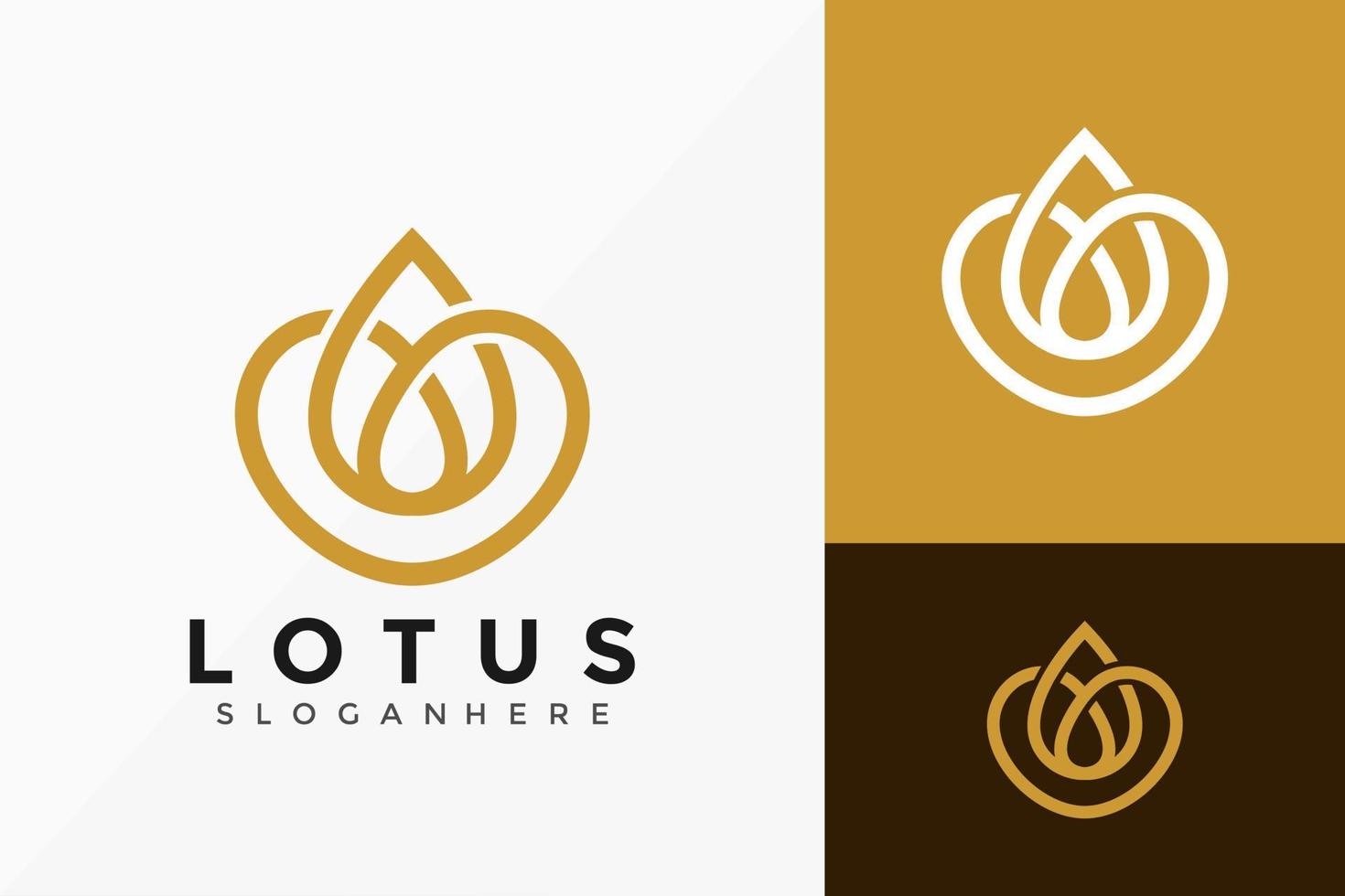 Elegante diseño de logotipo de amor de loto, diseños de logotipos modernos creativos, plantilla de ilustración vectorial vector