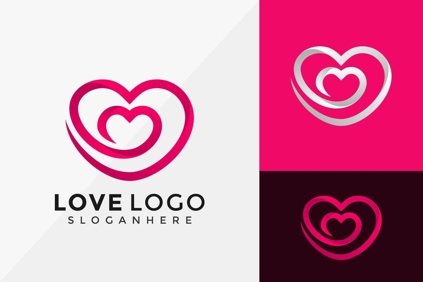 Diseño de logotipo de corazón de amor, diseños de logotipos de identidad de marca, plantilla de ilustración vectorial vector