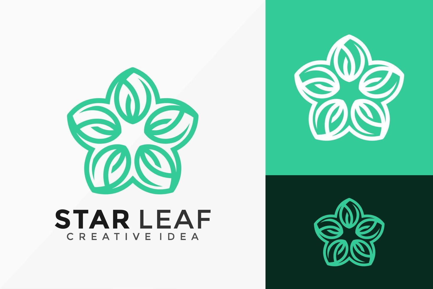 Diseño de vector de logotipo de hoja de flor de arte de línea de estrella. emblema abstracto, concepto de diseños, logotipos, elemento de logotipo para plantilla.