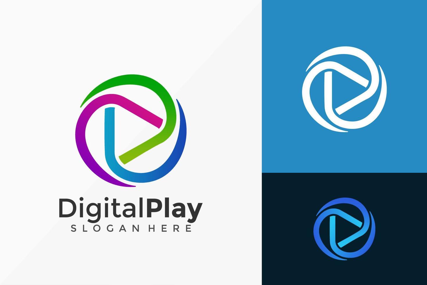 Digital Play Media Logo Design. Creative Idea logos designs Vector illustration template