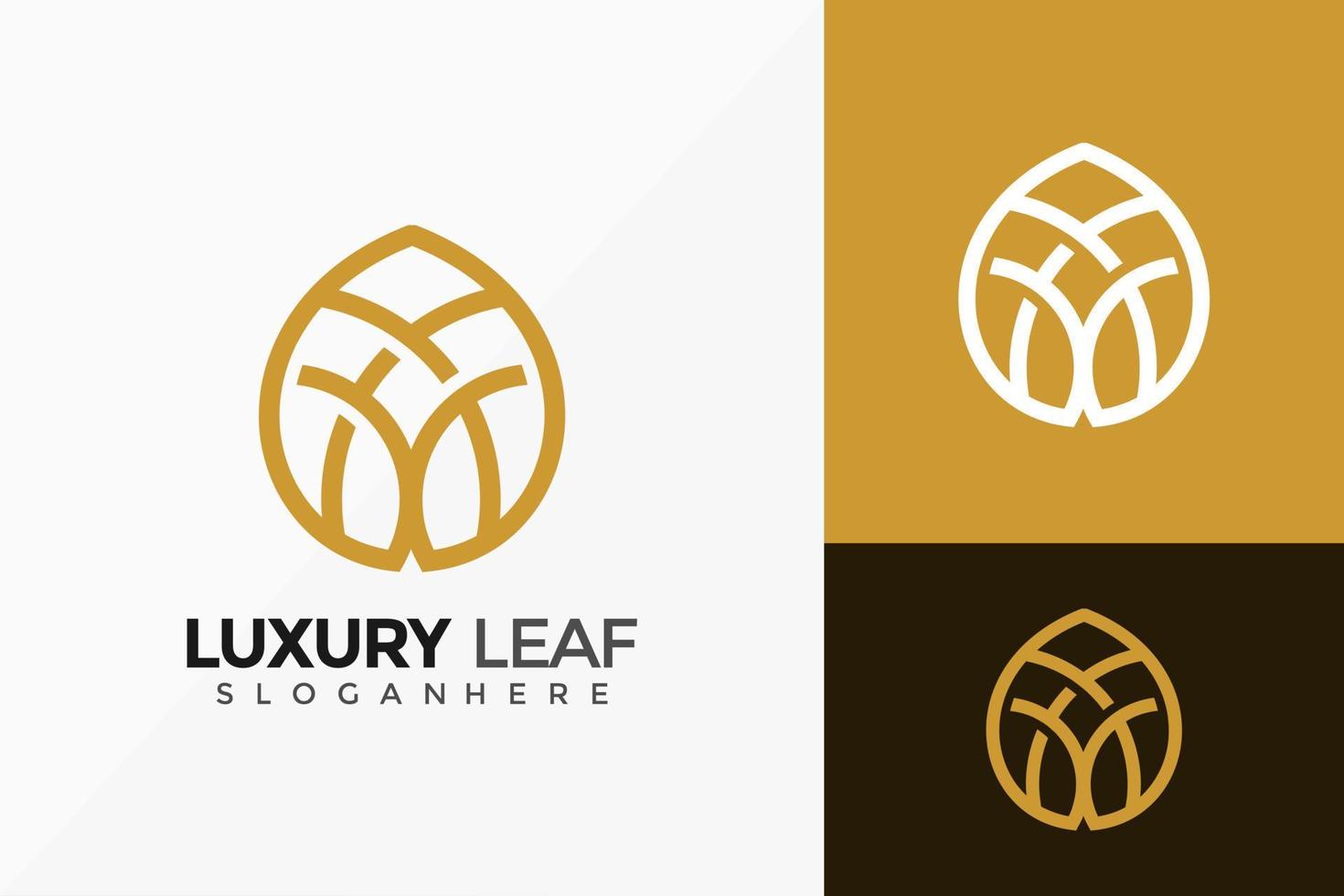 Golden Luxury Leaf Logo Design, Minimalist modern Logos Designs Vector Illustration Template
