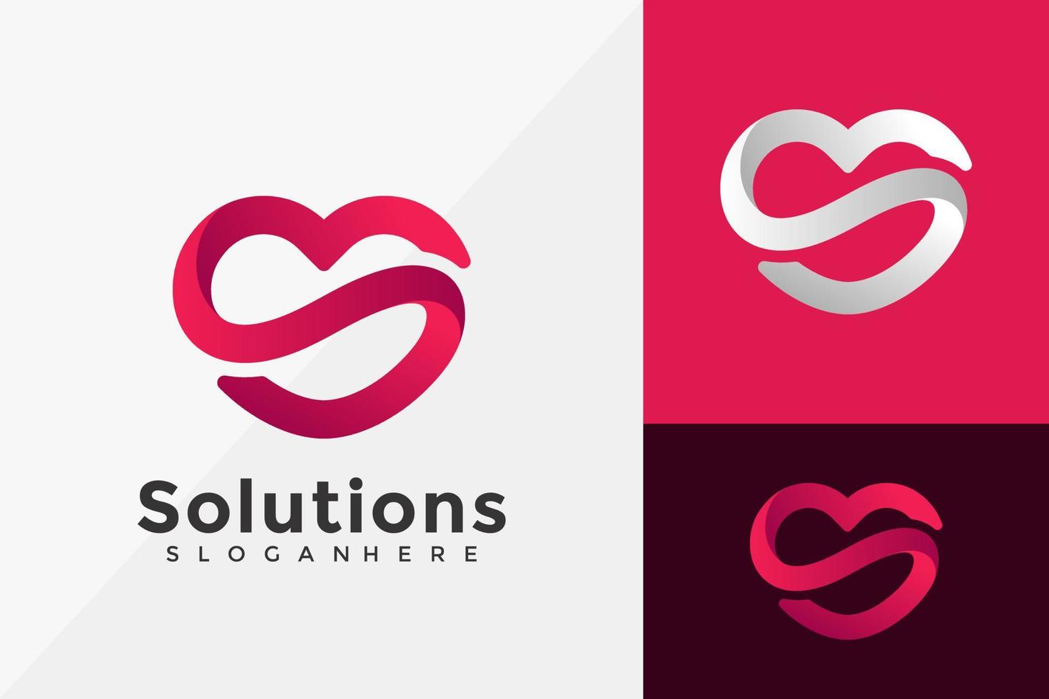 Letter S Love Solutions Logo Design, Brand Identity Logos Designs Vector Illustration Template