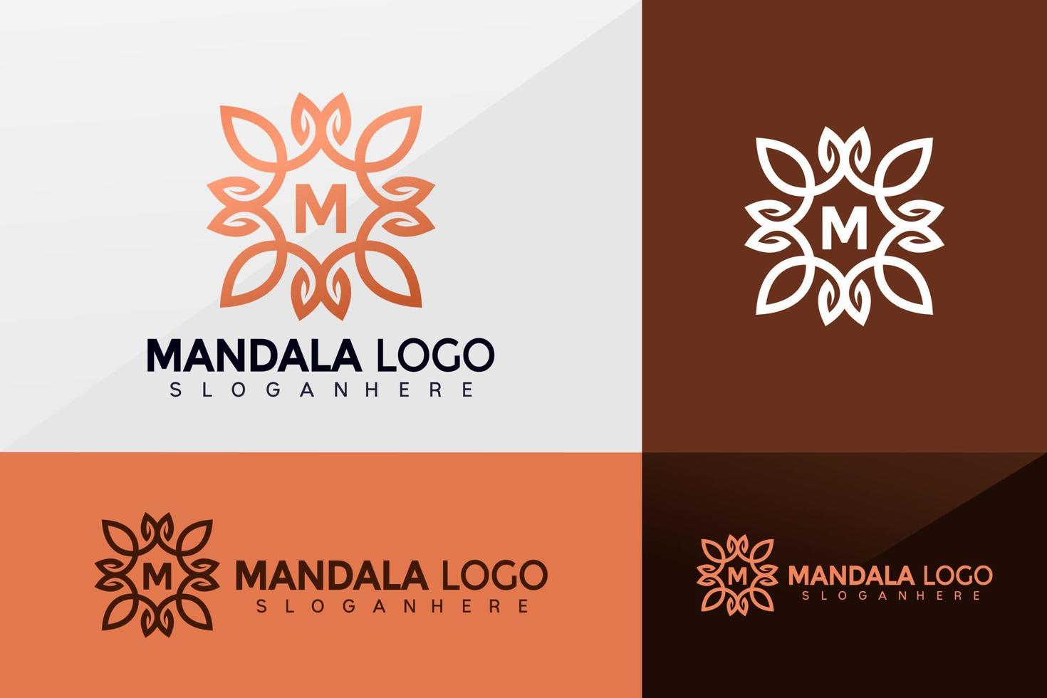 vector de logotipo de mandala de letra inicial m, diseño de logotipo de flor elegante minimaliset, logotipo moderno, plantilla de ilustración de vector de diseños de logotipo