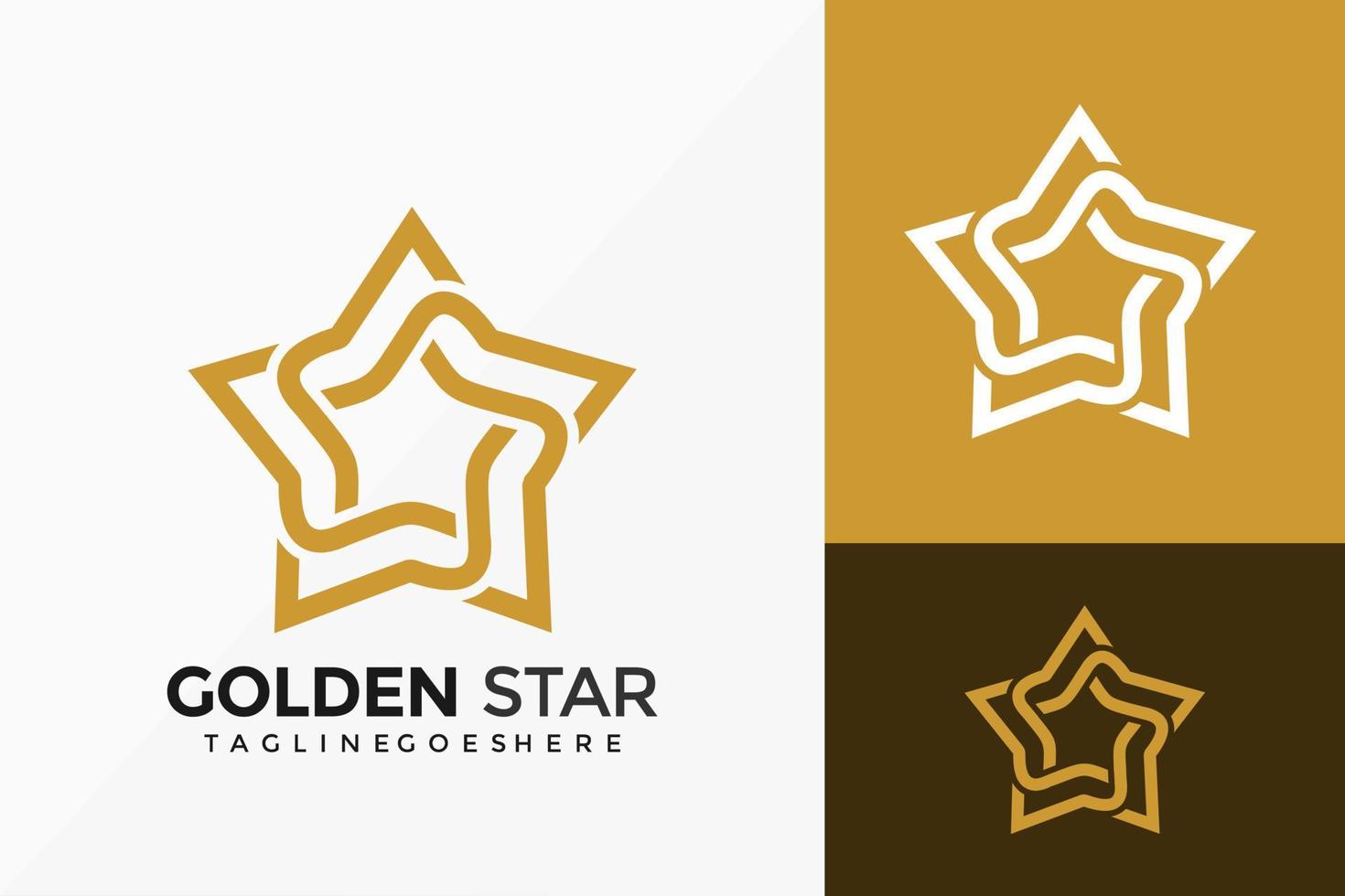 Golden Star Logo Vector Design. Abstract emblem, designs concept, logos, logotype element for template.