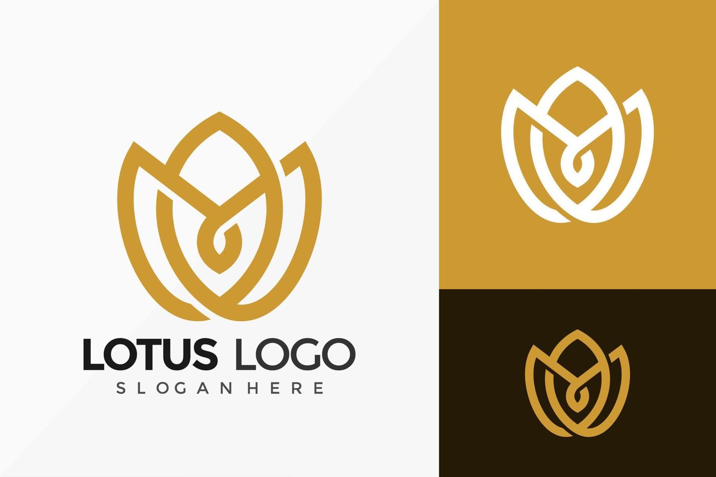 Gold Royal Lotus Logo Vector Design. Abstract emblem, designs concept, logos, logotype element for template.