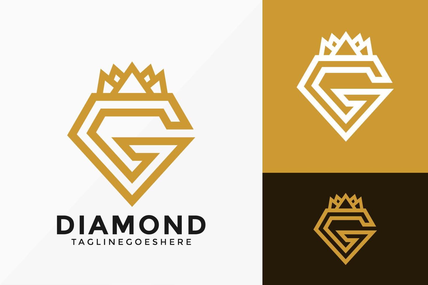 Letra g diseño de vector de logotipo de corona de diamante dorado. emblema abstracto, concepto de diseños, logotipos, elemento de logotipo para plantilla.