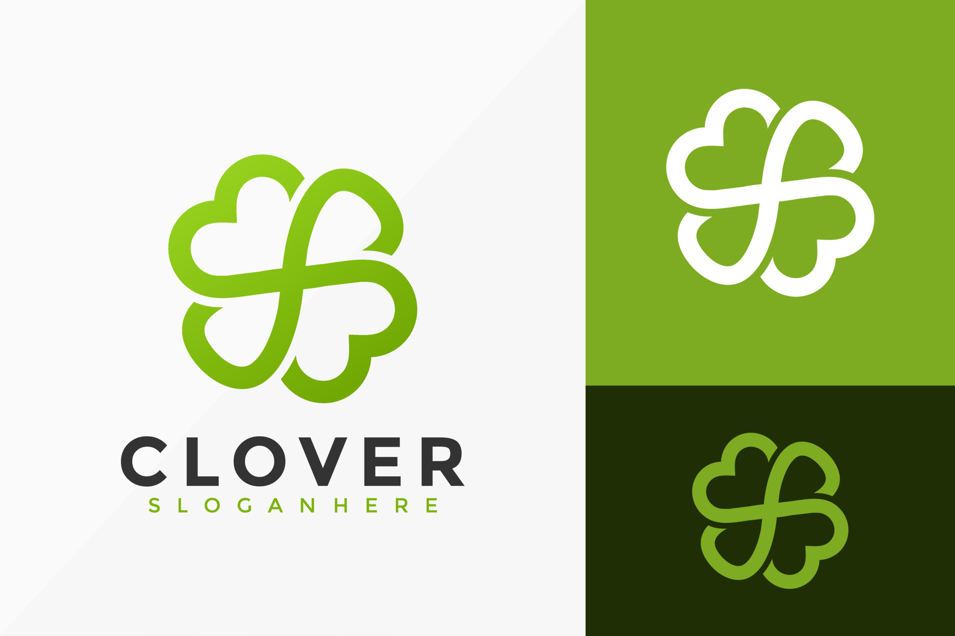 Clover Love Logo Design, Minimalist Logos Designs Vector ...