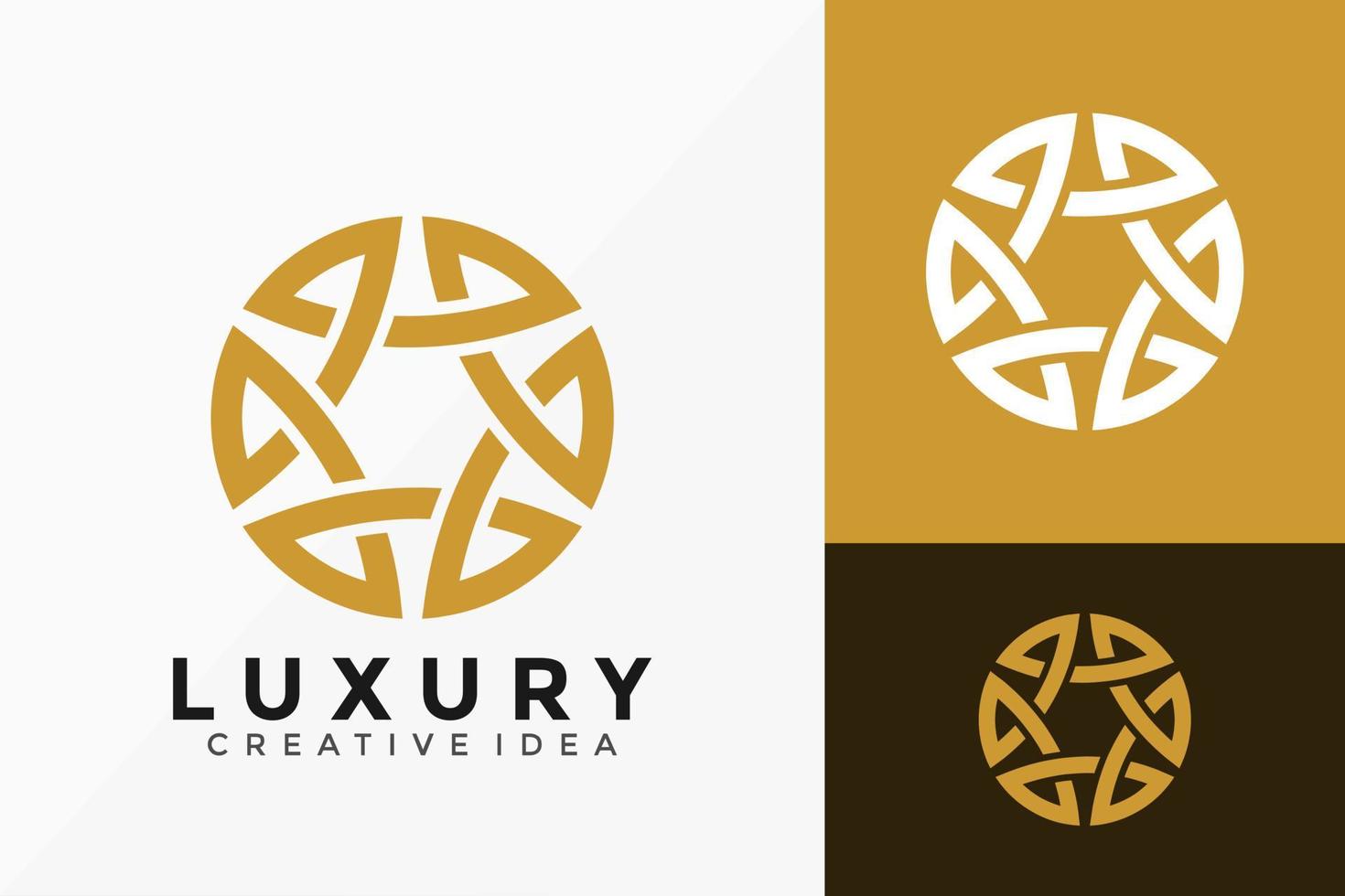 Luxury Line Art Circle Round Logo Vector Design. Abstract emblem, designs concept, logos, logotype element for template.