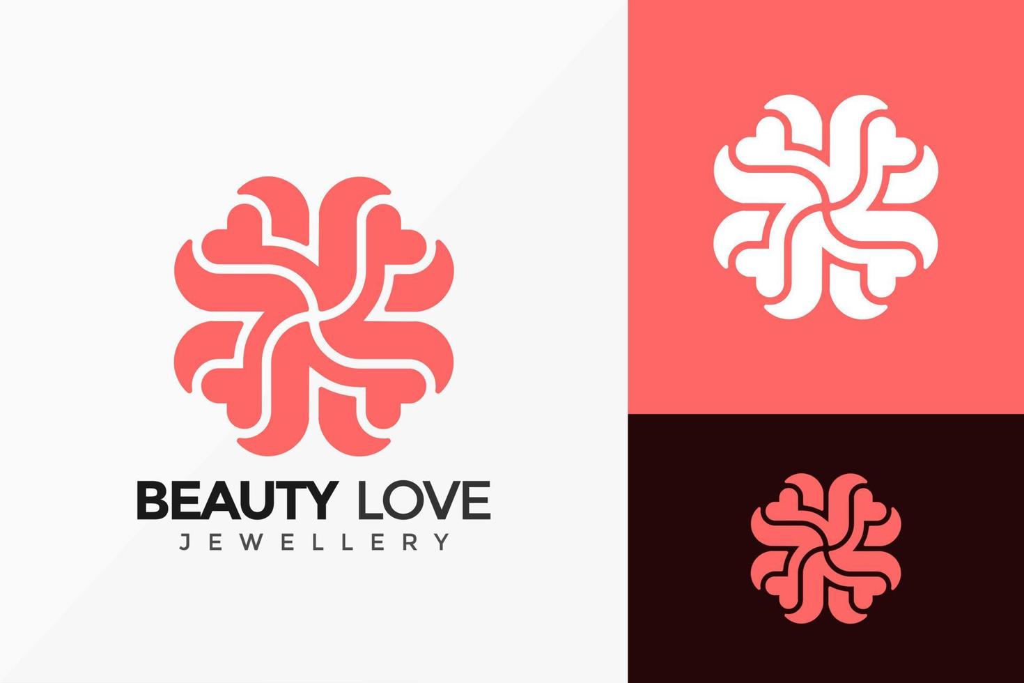 diseño de logotipo de joyería de flor de amor. Plantilla de ilustración de vector de diseños de logotipos de idea moderna