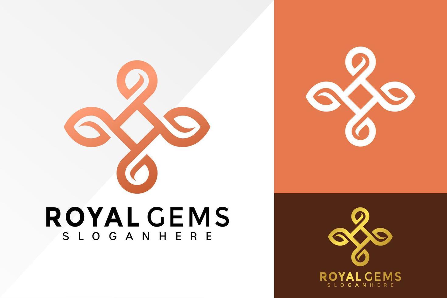 diseño de logotipo de hoja de gemas reales, vector de logotipos de empresas de moda cosmética, logotipo moderno, plantilla de ilustración de vector de diseños de logotipos