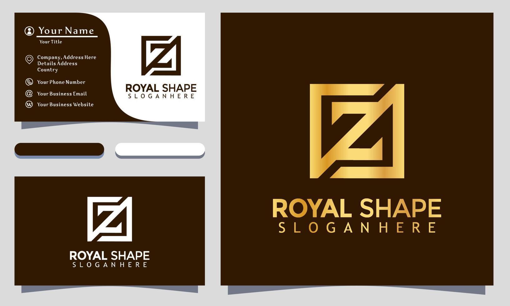 Initial Letter Z Royal Shape Luxury logo design vector Illustration, business card template