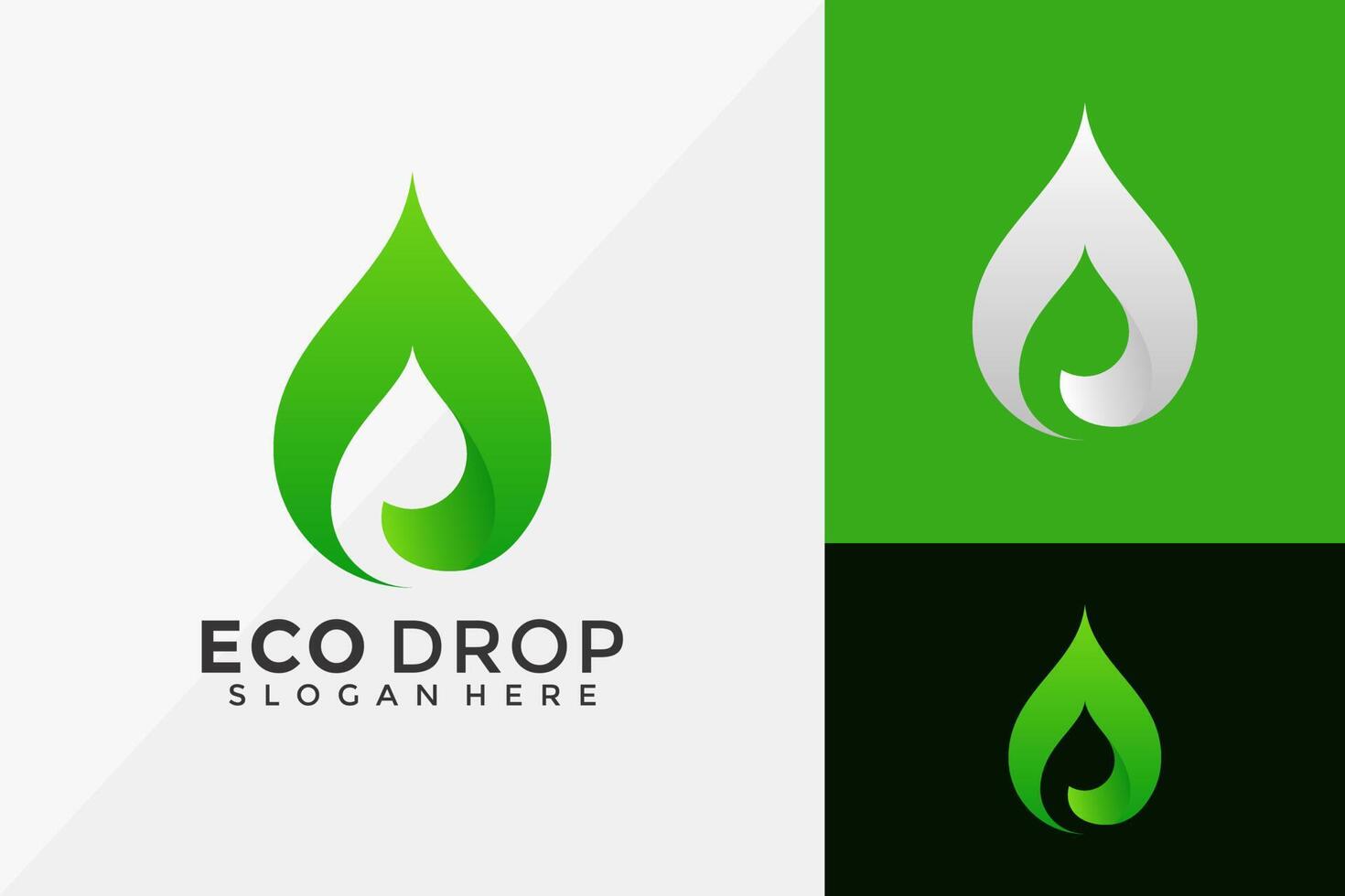 Eco Green Leaf Abstract Drop Logo Design, Modern Logo Designs Vector Illustration Template