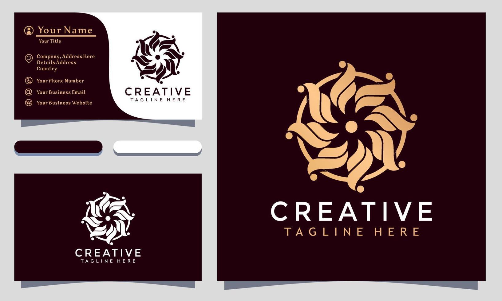 Modern Elegant Flower Fashion Logo Design and template. Gold creative Flowers Logos icon vector business card