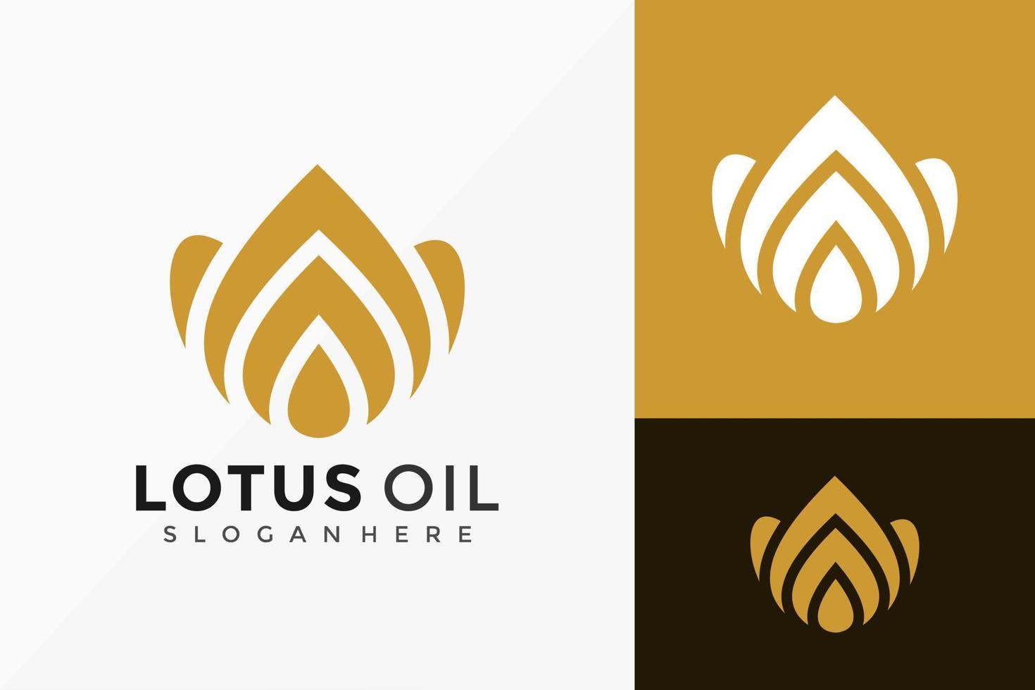 Gold Lotus Oil Logo Design, Creative modern Logos Designs Vector Illustration Template