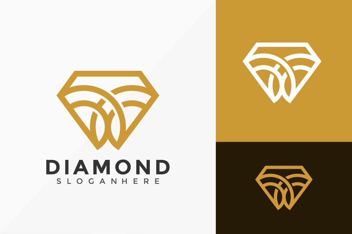 Golden Diamond Jewellery Logo Design, Minimalist modern Logos Designs Vector Illustration Template