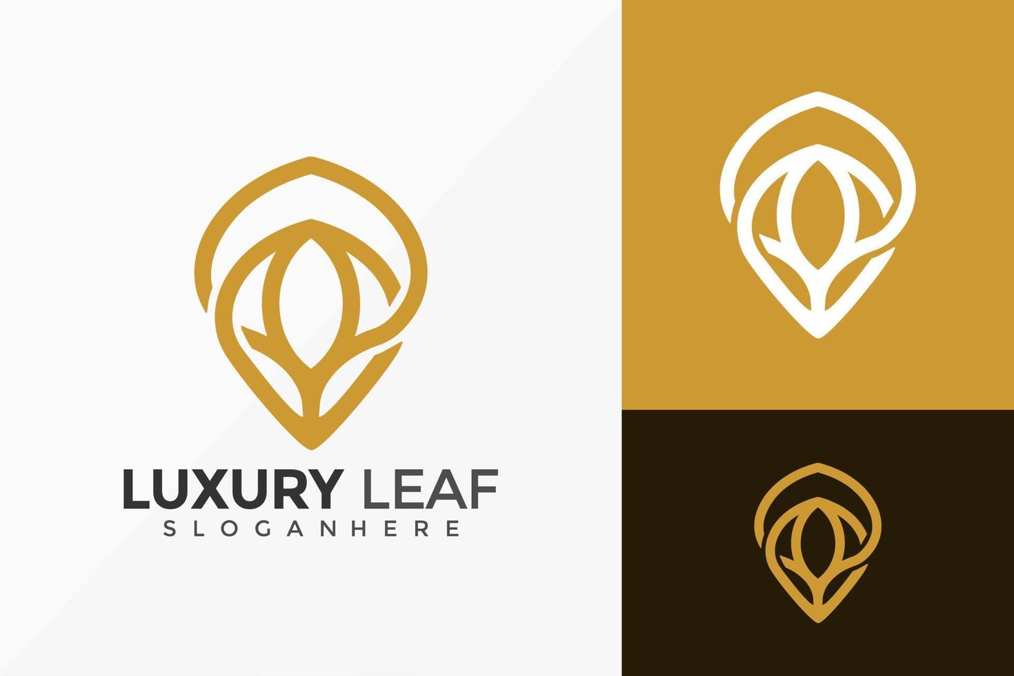 Diseño de logotipo de hoja de lujo elegante, diseños de logotipos modernos minimalistas, plantilla de ilustración vectorial vector