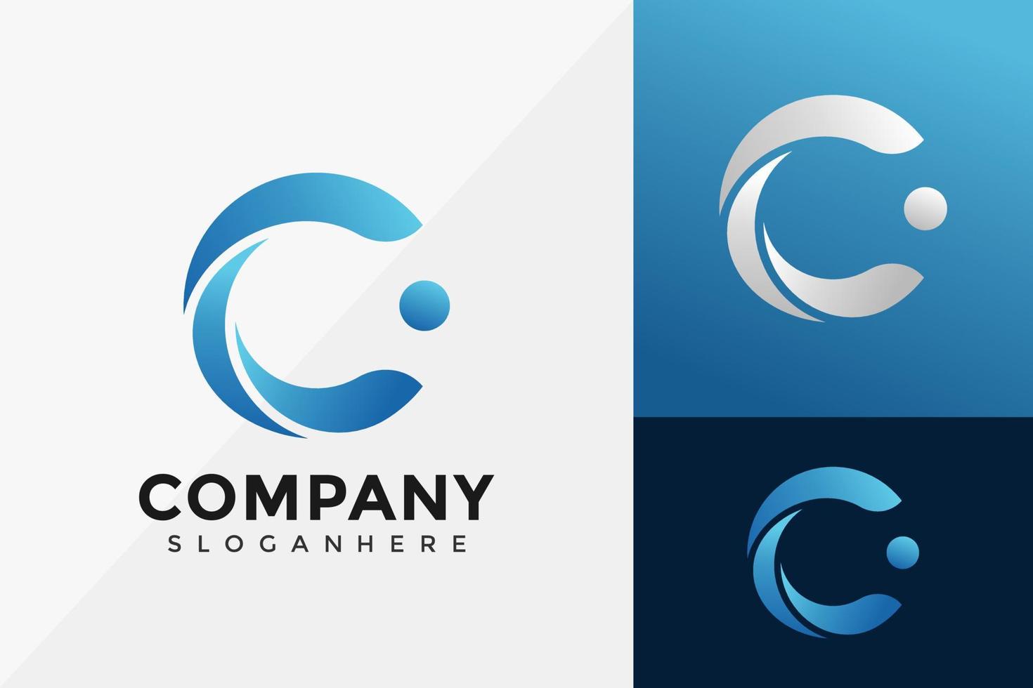 Letter C Wave Logo Design, Modern Logo Designs Vector Illustration