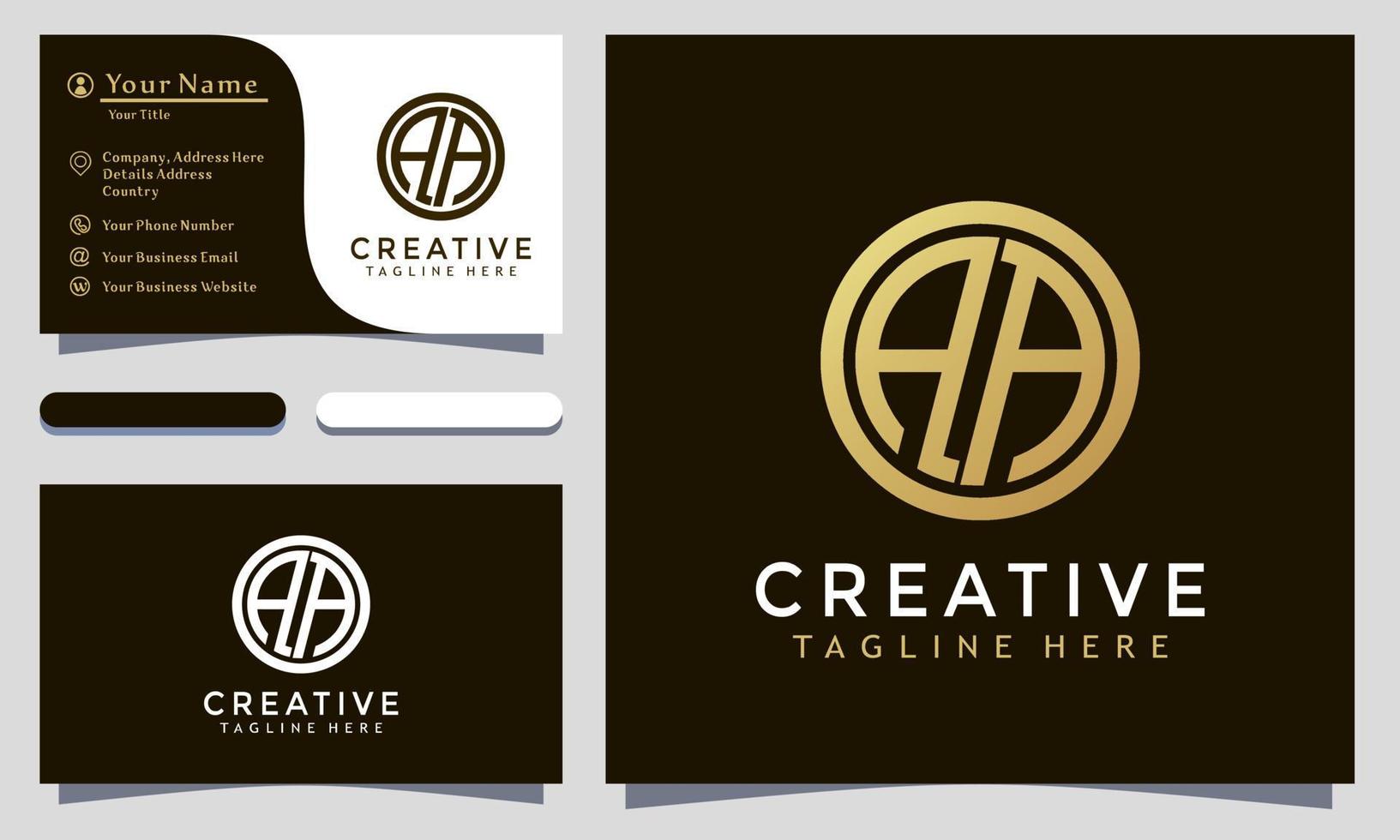 Initial Letter AA Circle Geometric logo design vector illustration, minimalist elegant, modern company business card template