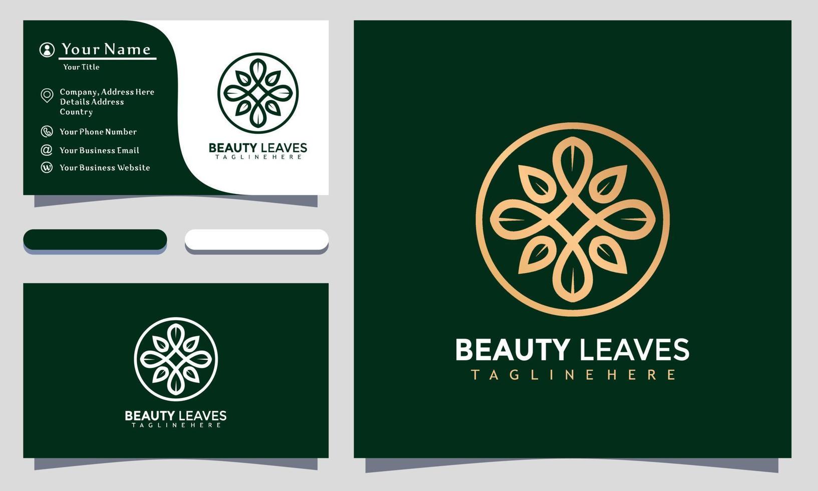 vector de logotipo de hoja de belleza dorada, diseño de logotipo de hojas de spa natural, logotipo moderno, plantilla de ilustración de vector de diseños de logotipo