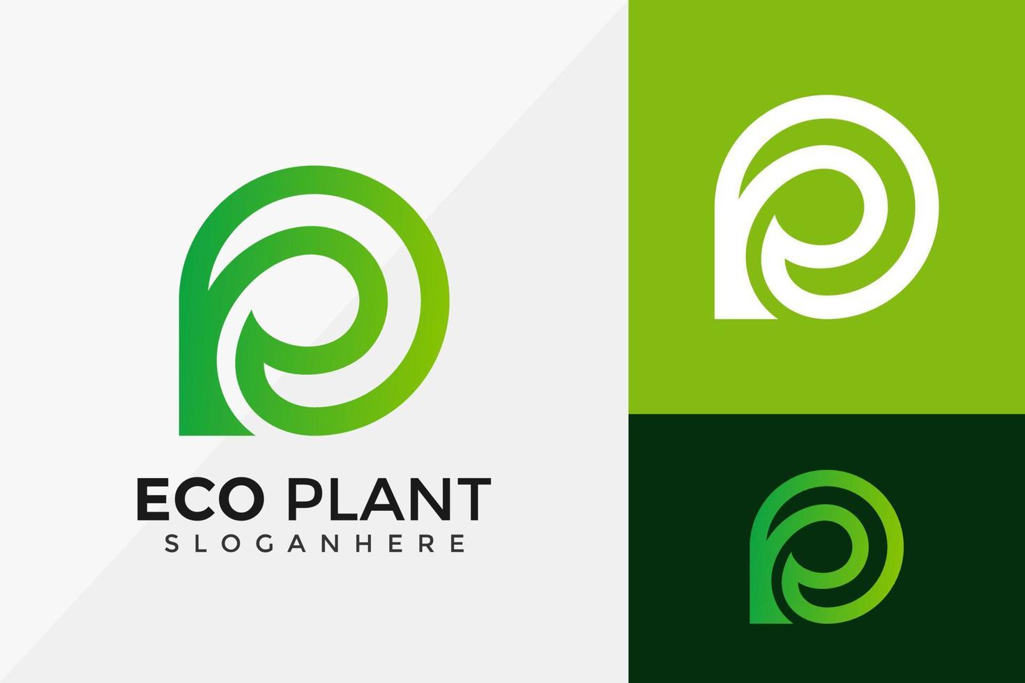 Letra e naturaleza diseño de logotipo de planta ecológica, diseños de logotipos de identidad de marca plantilla de ilustración vectorial vector