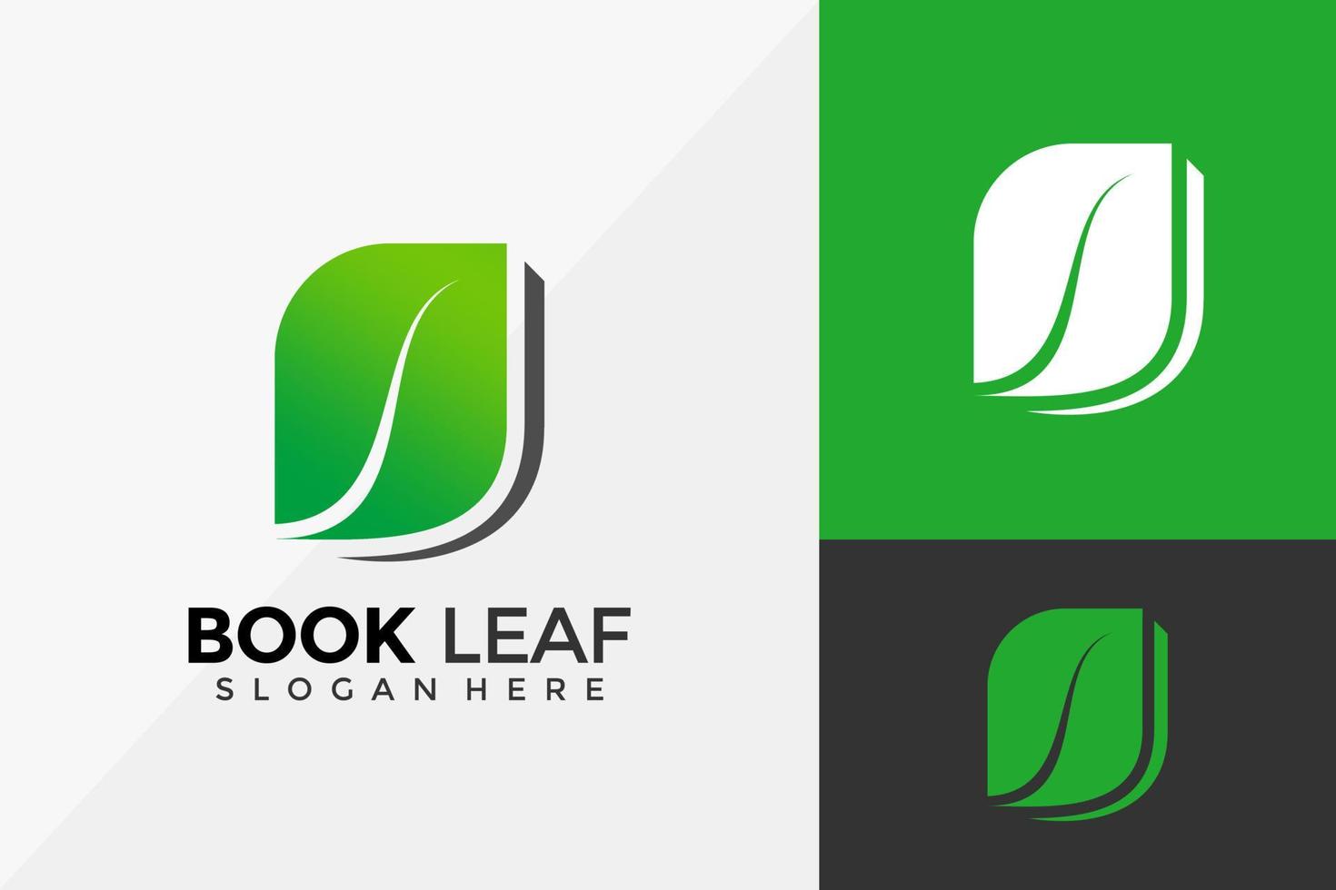 Nature Book Leaf Logo Design, Modern Logo Designs Vector Illustration Template