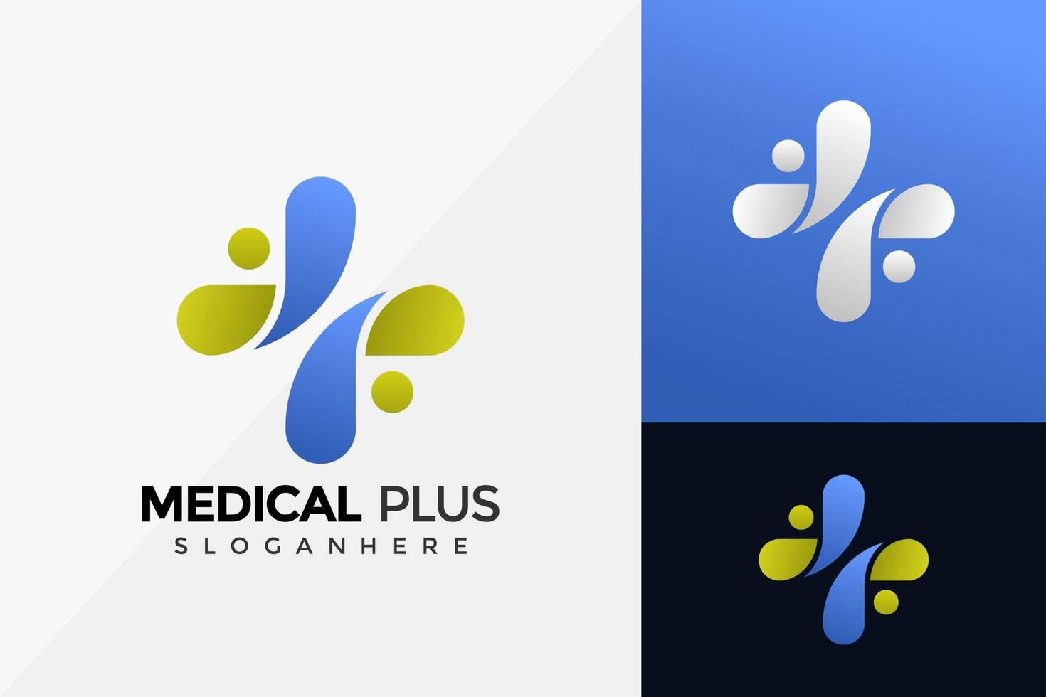 diseño de logotipo de atención médica más médica, plantilla de ilustración de vector de diseños de logotipo moderno