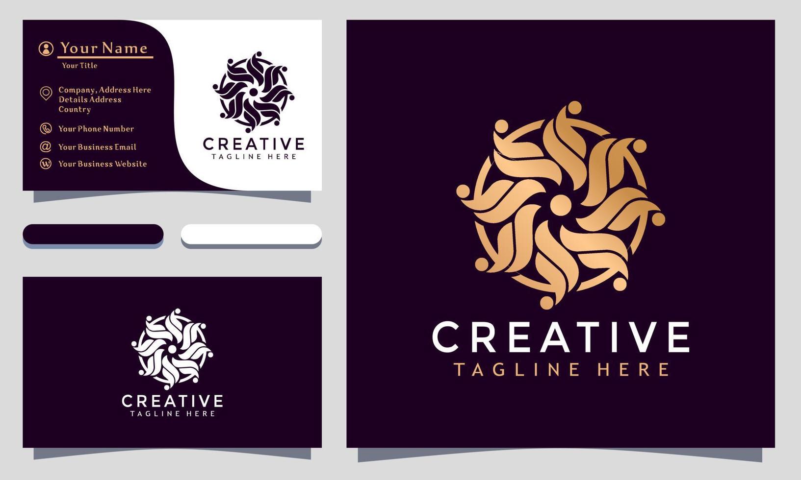 Modern Elegant Beauty Flower Logo Design and template. Gold creative Flower Cosmetic Logos icon vector business card