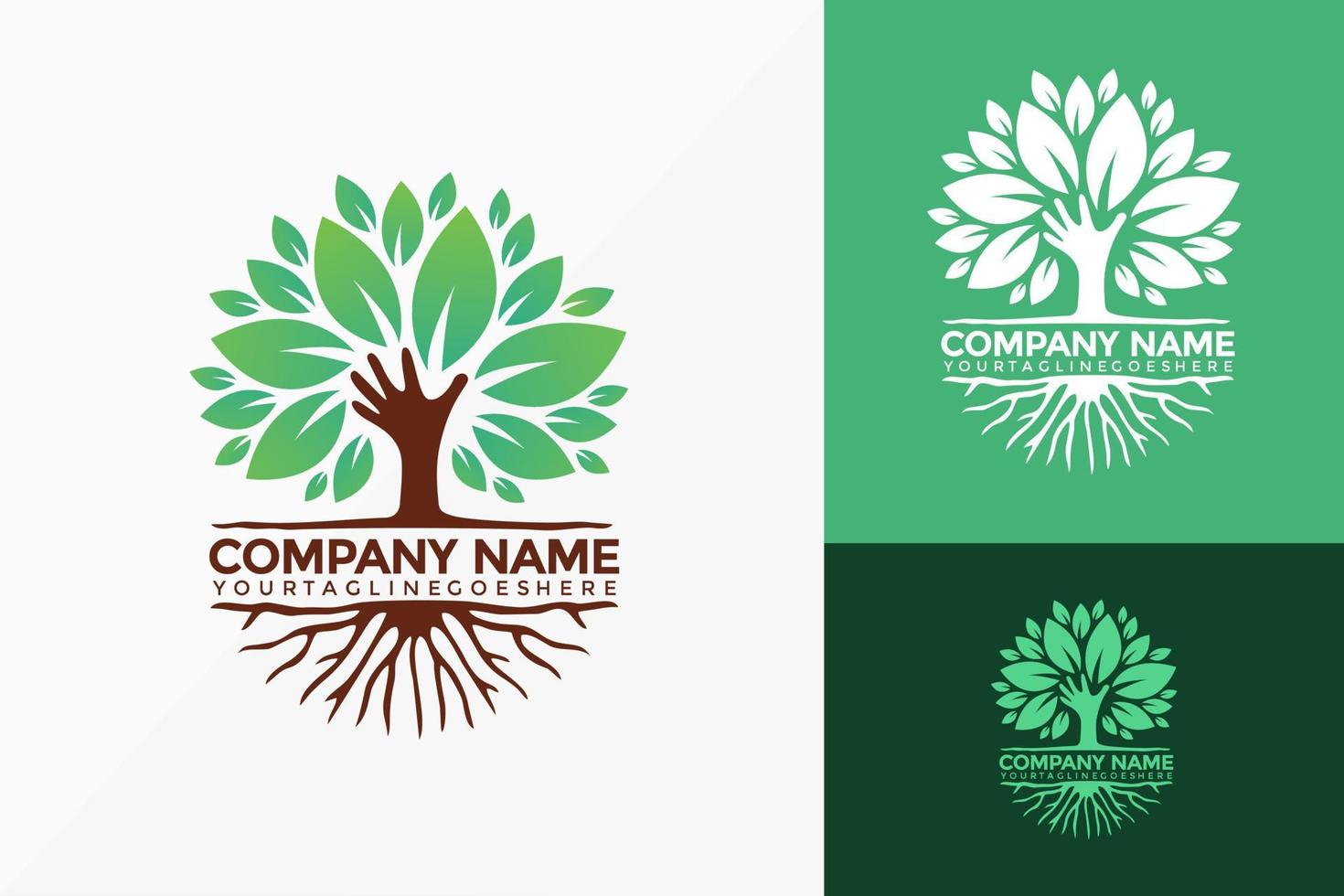 Hand Tree Leaf Creative Logo Vector Design. Abstract emblem, designs concept, logos, logotype element for template.