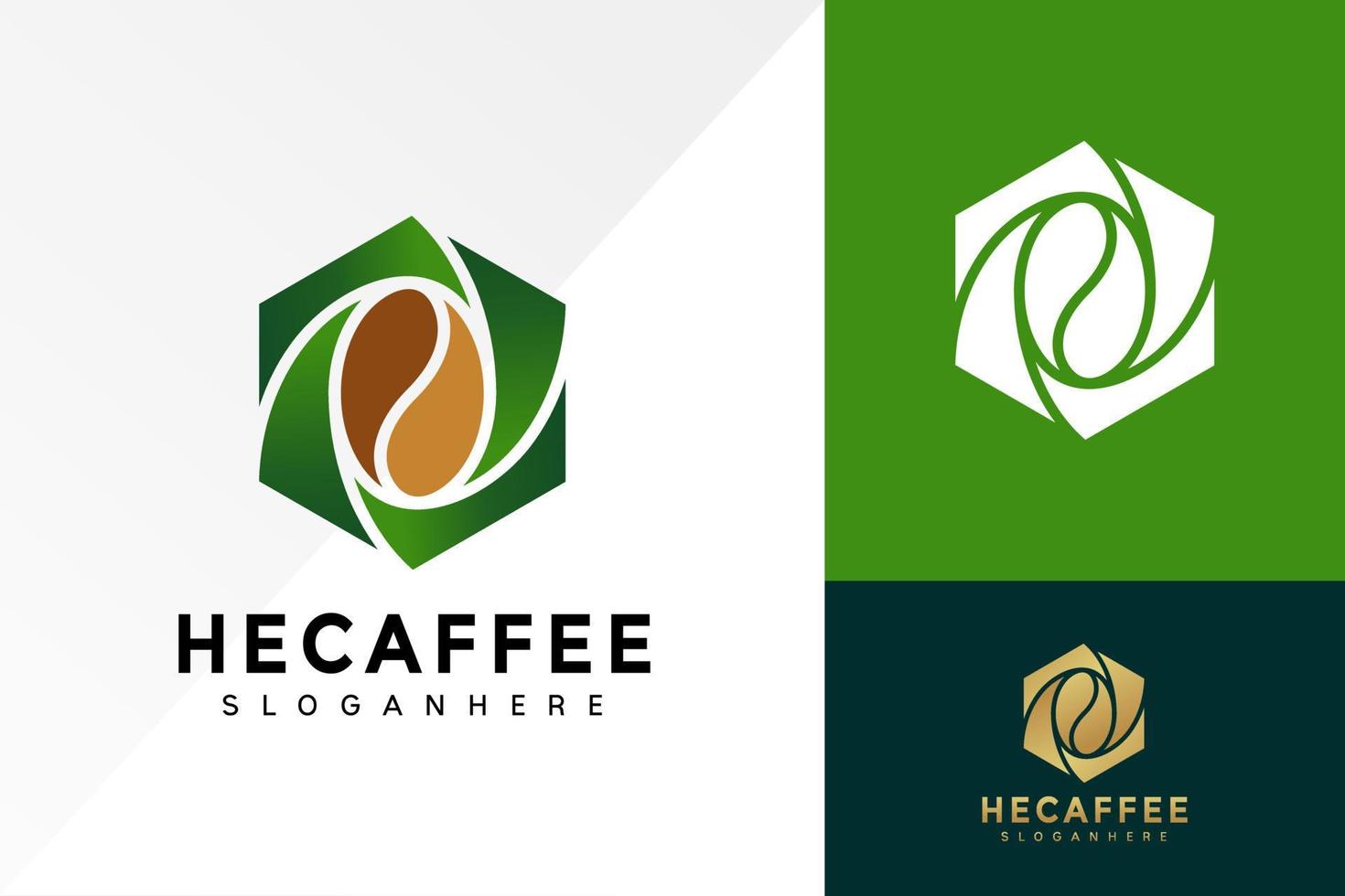 diseño de logotipo de la casa de café hexagonal, vector de logotipos de negocios de coffeine, logotipo moderno, plantilla de ilustración de vector de diseños de logotipos