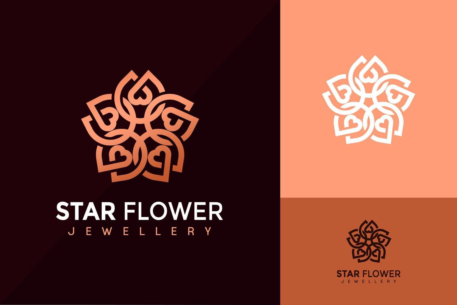 diseño de logotipo de joyería de flor de estrella, vector de logotipos de moda de belleza, logotipo moderno, plantilla de ilustración de vector de diseños de logotipo