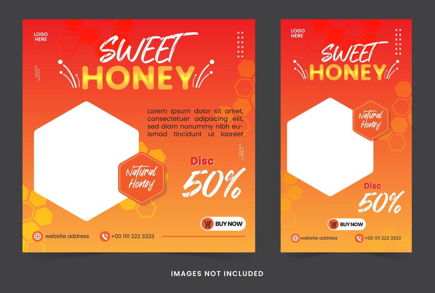 Plantilla de publicación de redes sociales Honey feed e historia con un estilo elegante y fresco para marketing y publicidad. vector