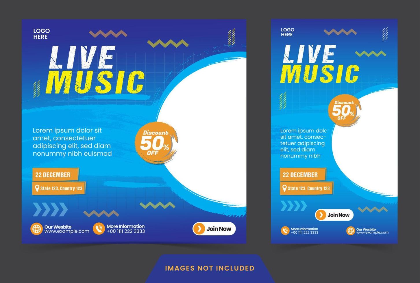 social media post feed and story template live music concer banner or flyer for social media post with luxury style vector