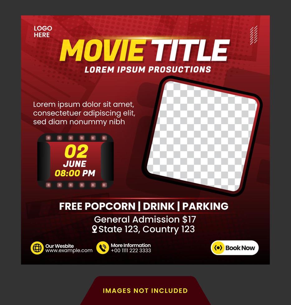 social media post movie or content creator template for social media feed with modern style vector