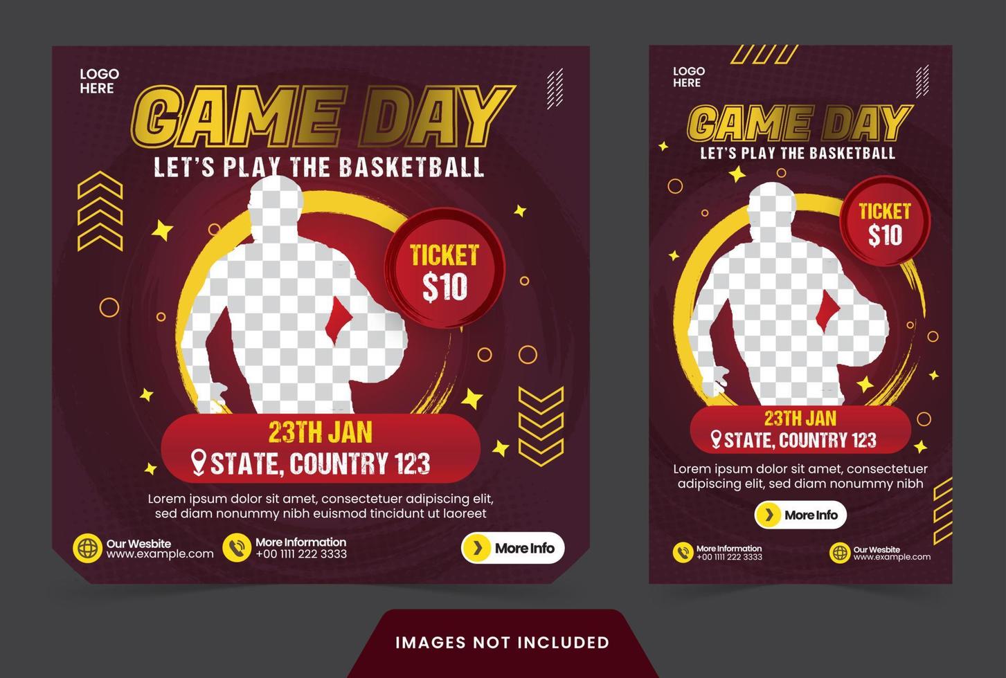 social media post feed and story basketball sport game baner or flyer for social media template with modern brush style vector