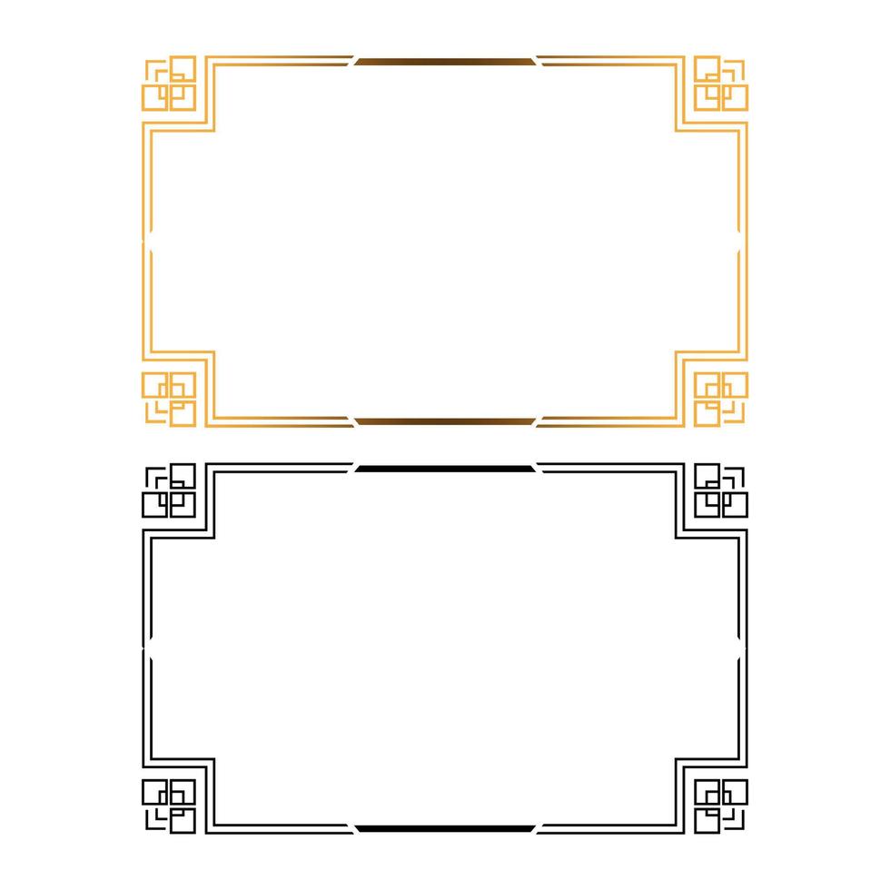 conjunto de marcos y bordes decorativos vintage, marco de fotos dorado con línea de esquina para la imagen, estilo de patrón de decoración de diseño vectorial vector