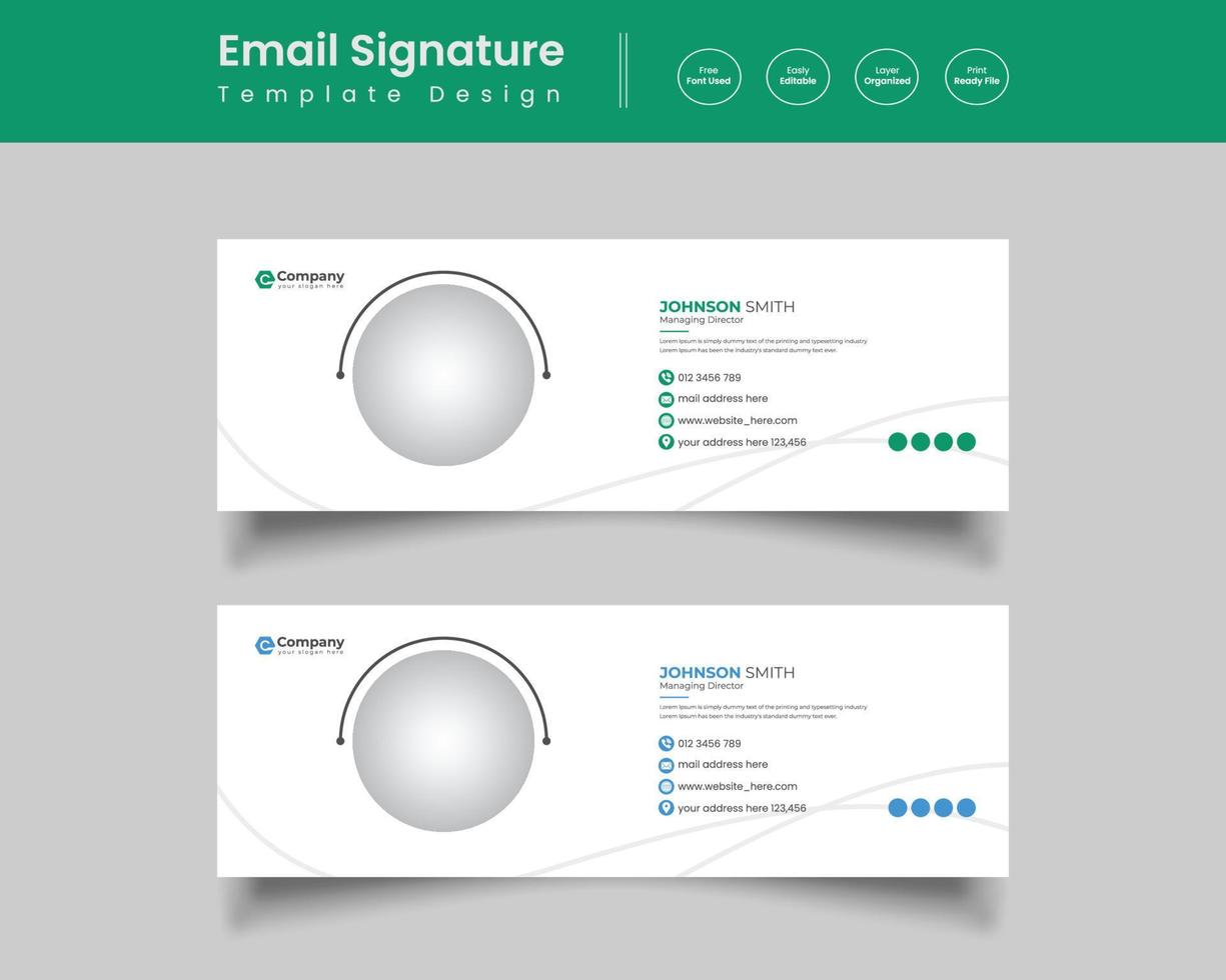 Professional modern Email signature or email footer Template design Pro Download vector