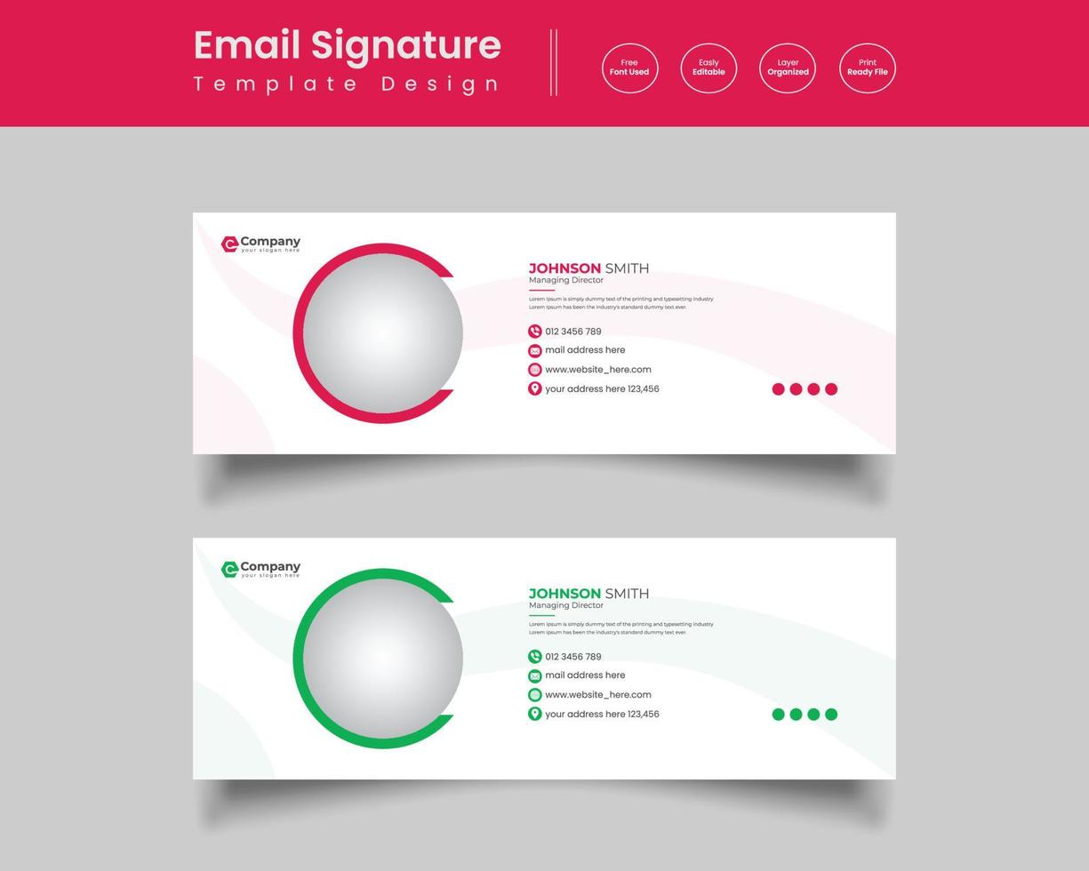 Professional modern Email signature or email footer Template design Pro Download vector
