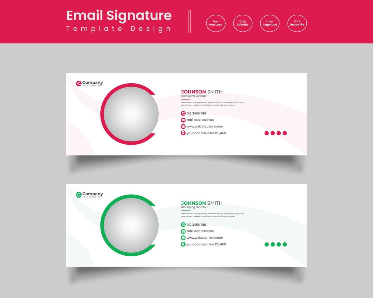 Firma de correo electrónico moderna profesional o diseño de plantilla de pie de página de correo electrónico descarga profesional vector