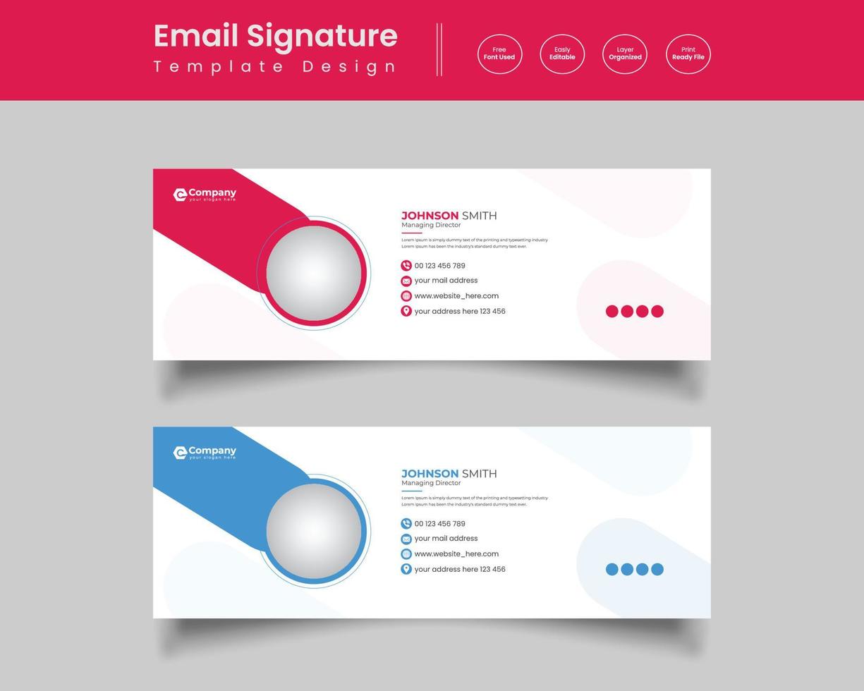 Professional Modern Email Signature or Email Footer Template Design vector