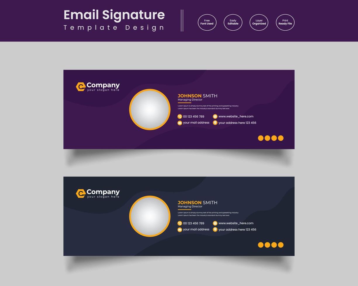 Professional Modern Email Signature or Email Footer Template Design vector