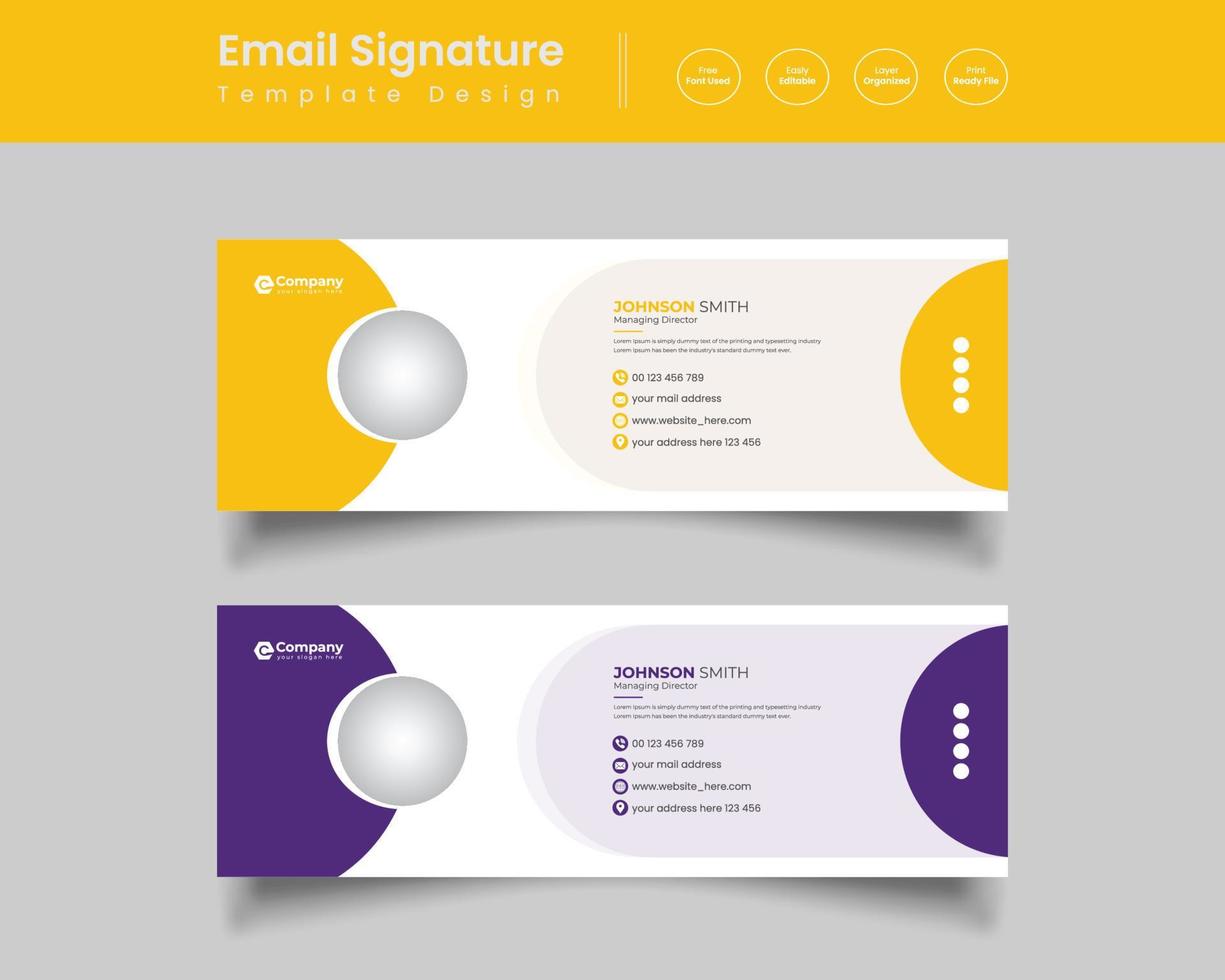 Firma de correo electrónico moderna profesional o diseño de plantilla de pie de página de correo electrónico vector